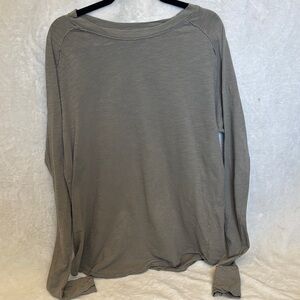 We The Free Arden Washed Army Green Long Sleeve Top